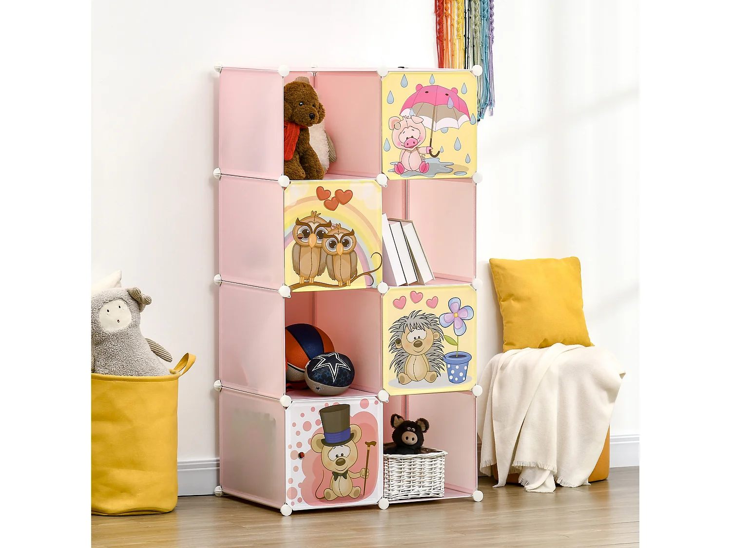 Mobile scarpiera modulabile salvaspazio 8 cubi in acciaio e pp