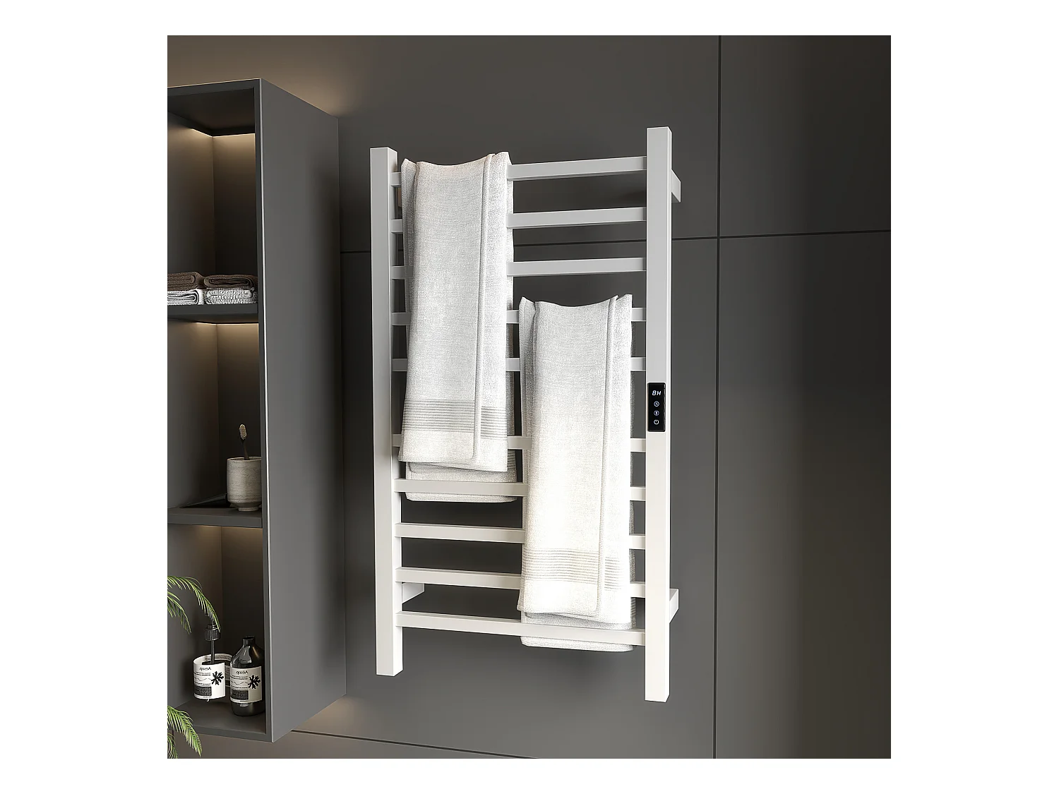 Scaldasalviette elettrico smart a 10 barre in acciaio bianco