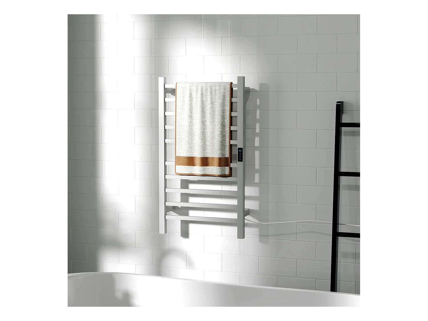 Scaldasalviette elettrico smart a 10 barre in acciaio bianco