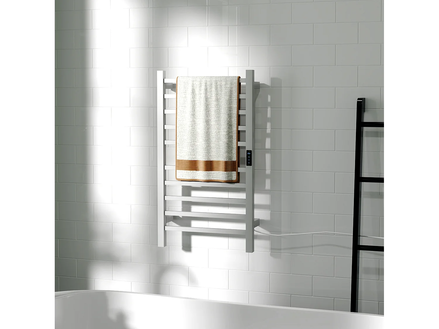 Scaldasalviette elettrico smart a 10 barre in acciaio bianco