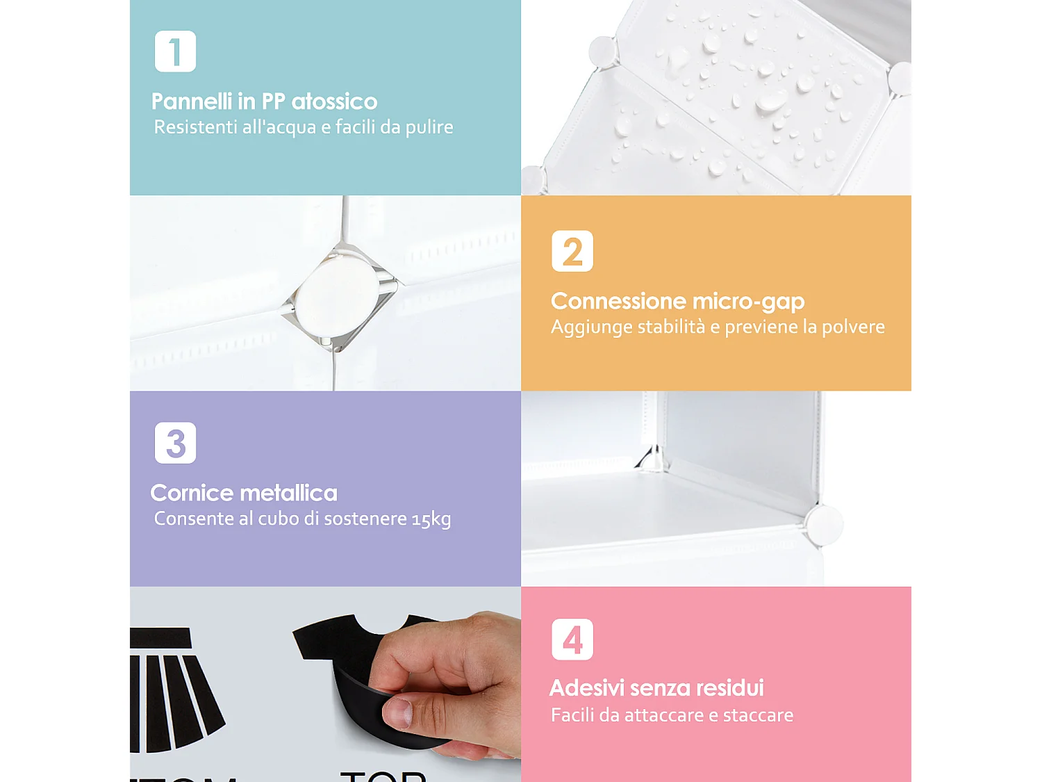 Armadietto guardaroba scarpiera scaffale modulare plastica bianco