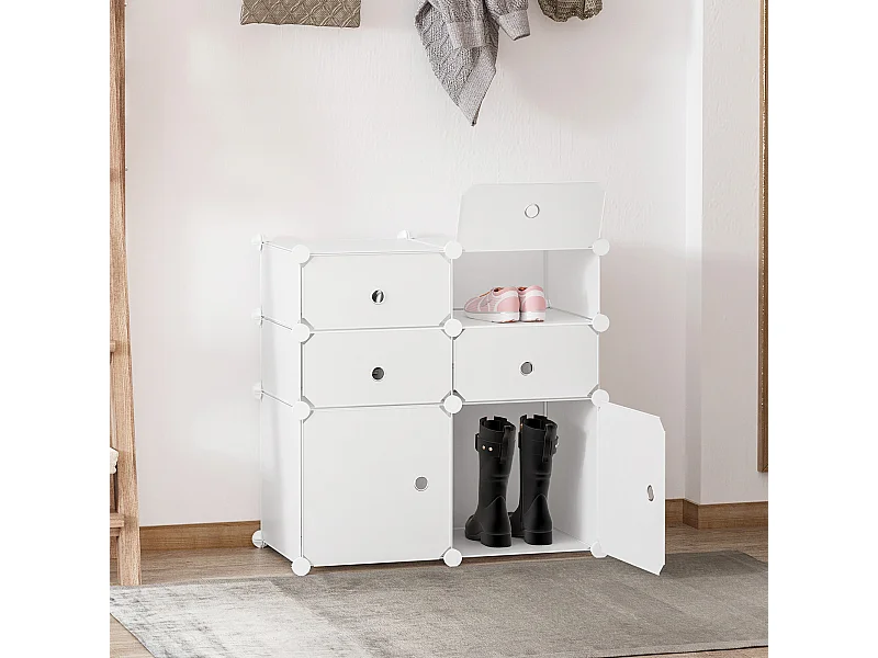 Armadietto guardaroba scarpiera scaffale modulare plastica bianco