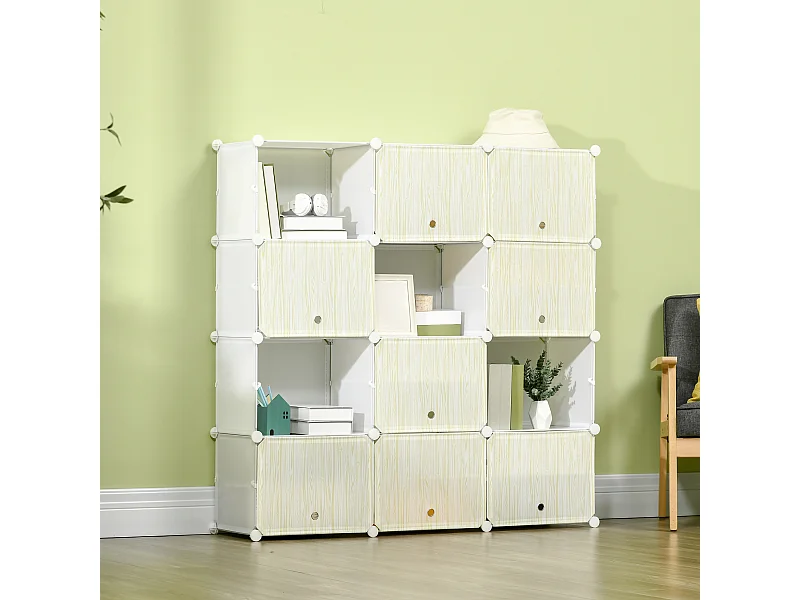 Mobile scarpiera modulare 12 cubi in pp e acciaio con fori