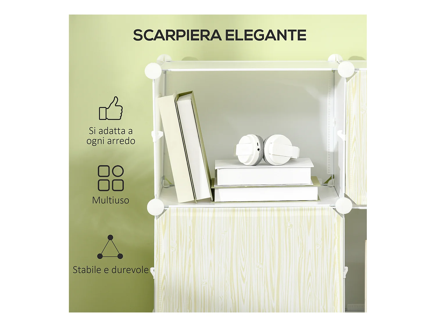 Mobile scarpiera modulare 12 cubi in pp e acciaio con fori