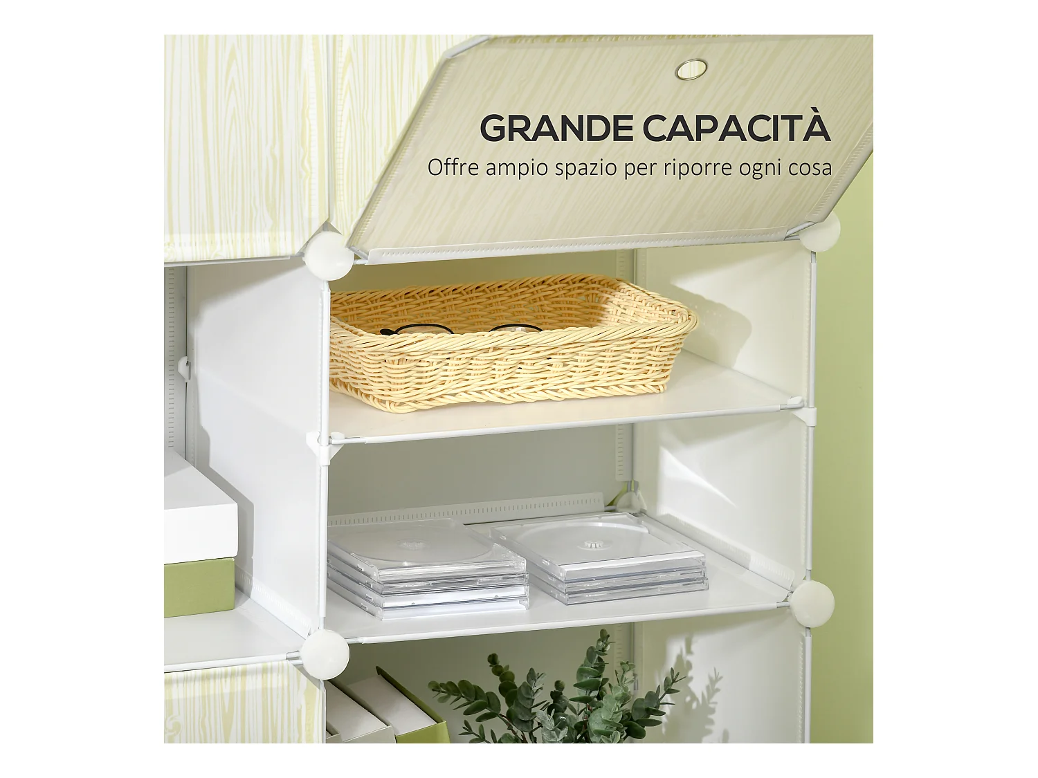 Mobile scarpiera modulare 12 cubi in pp e acciaio con fori