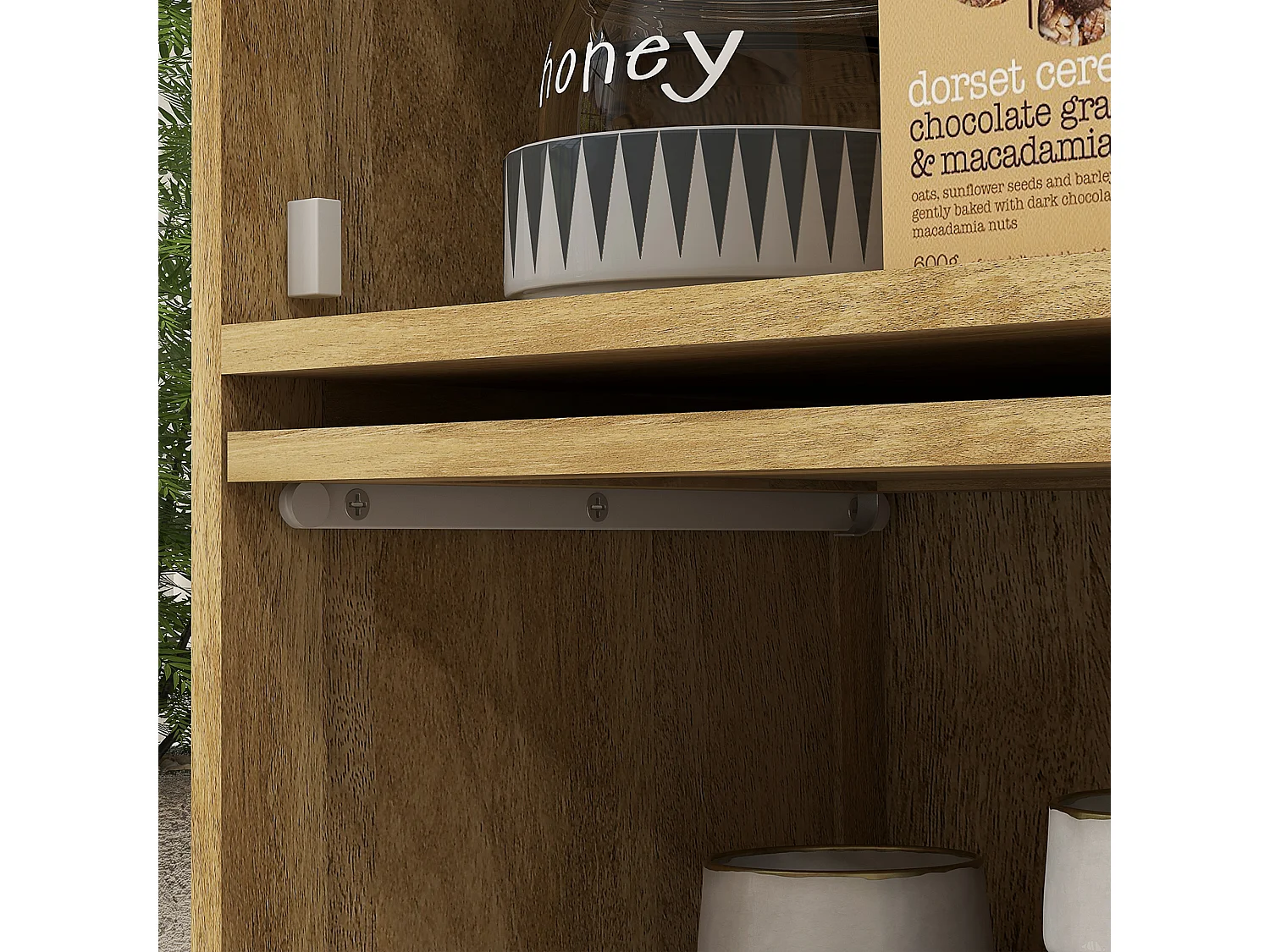 Mobile cucina stile boho con 4 ante a ribalta in truciolato e rattan