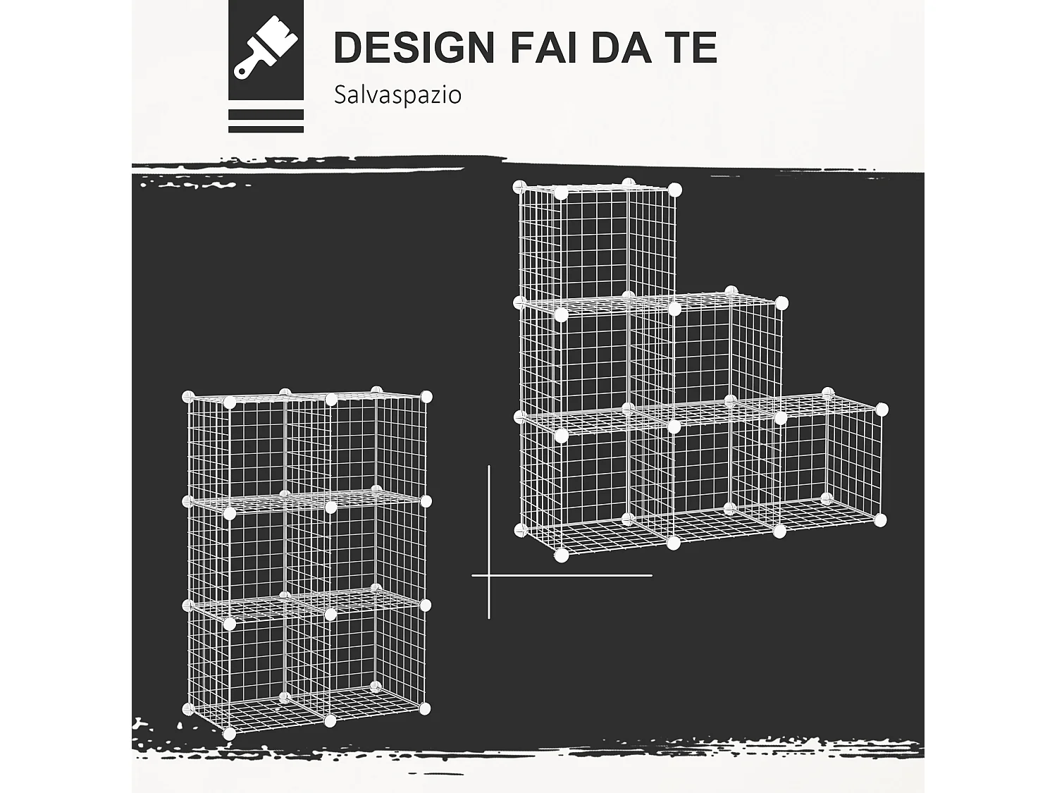 Mobile scarpiera modulabile salvaspazio 6 cubi in acciaio e pp