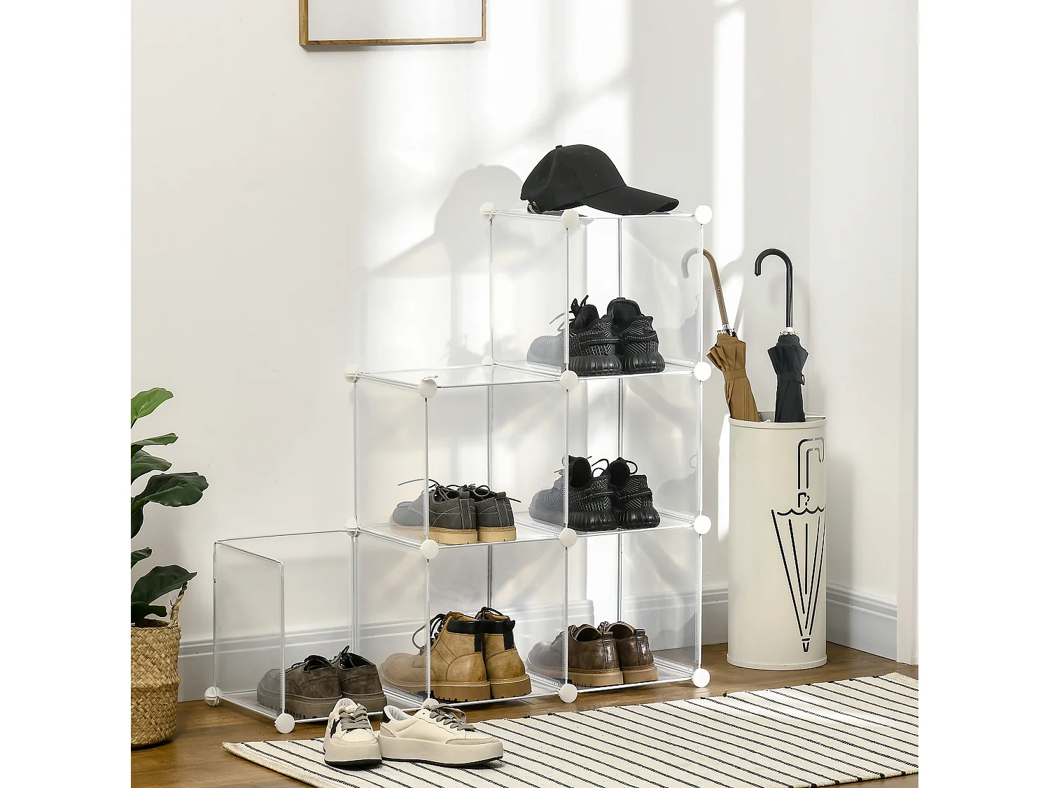 Scarpiera moderna salvaspazio 6 cubi in plastica pp trasparente