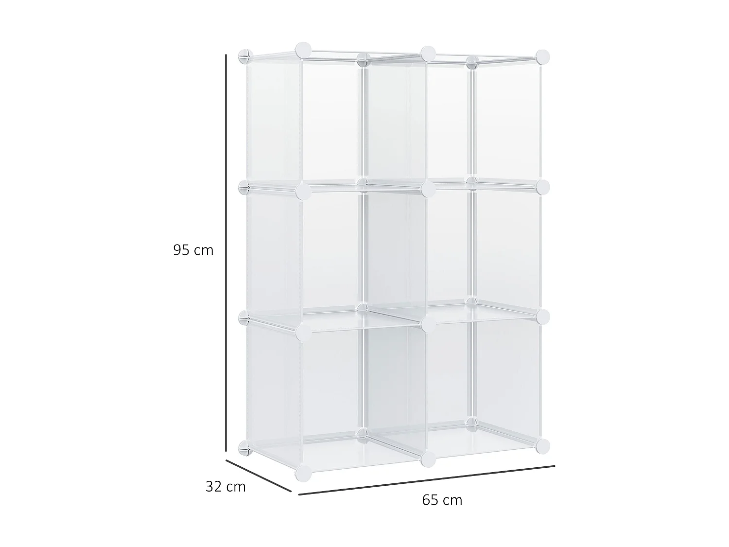 Scarpiera moderna salvaspazio 6 cubi in plastica pp trasparente