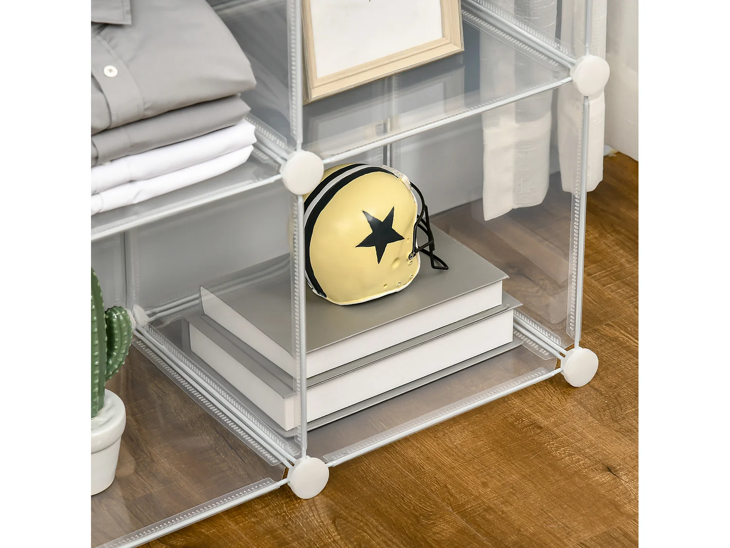 Scarpiera moderna salvaspazio 6 cubi in plastica pp trasparente