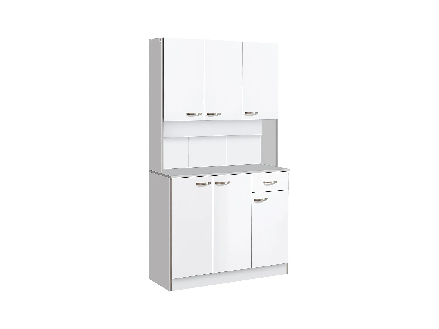 Credenza moderna da cucina con cassetti e ante in legno bianco grigio