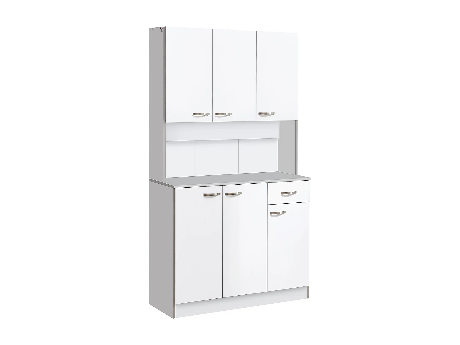 Credenza moderna da cucina con cassetti e ante in legno bianco grigio
