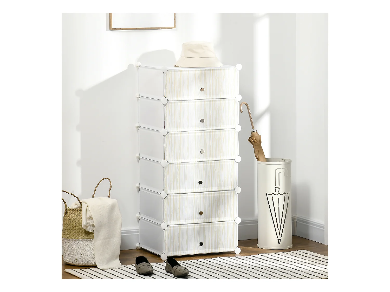 Mobile scarpiera modulabile salvaspazio 6 cubi in acciaio e pp