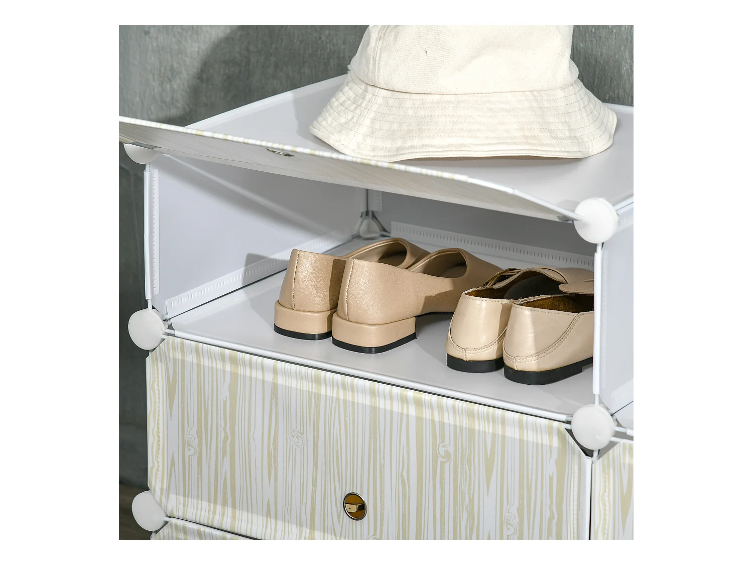 Mobile scarpiera modulabile salvaspazio 6 cubi in acciaio e pp