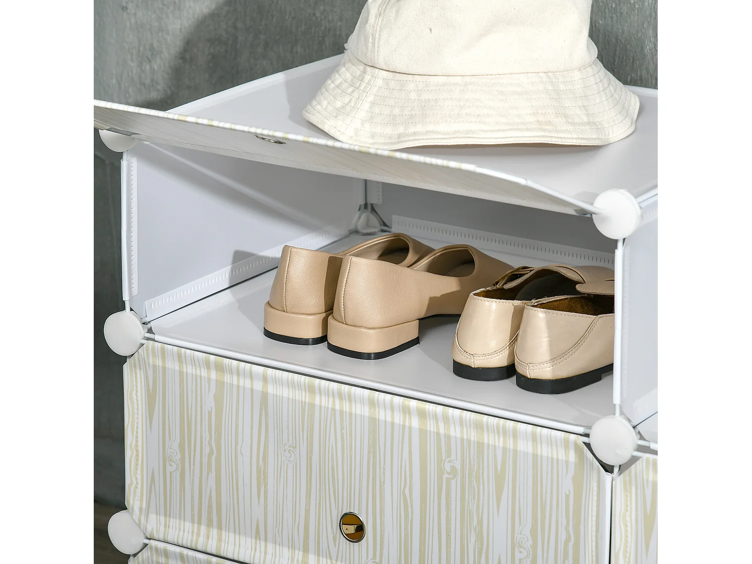 Mobile scarpiera modulabile salvaspazio 6 cubi in acciaio e pp