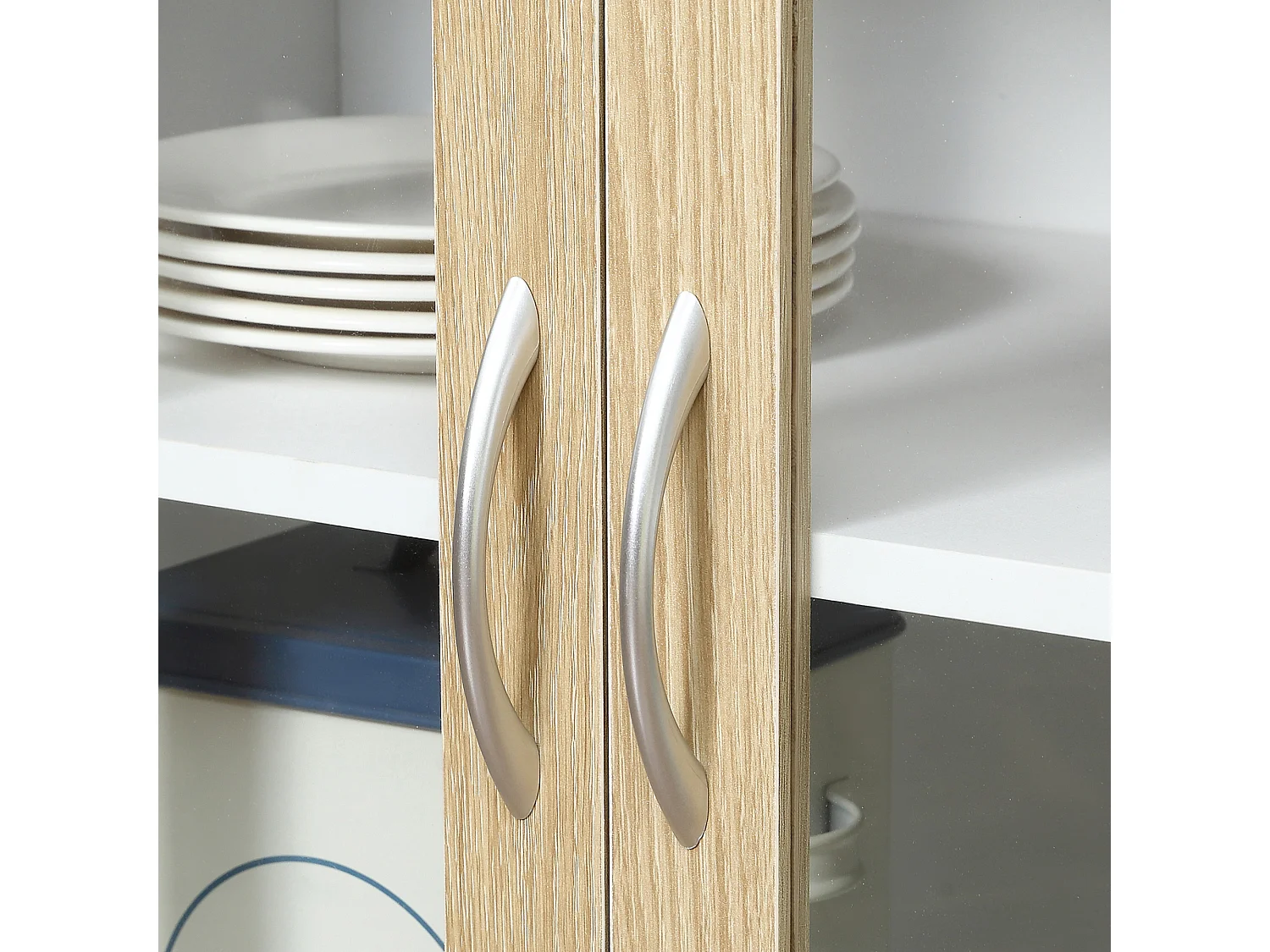 Mobile cucina in legno armadietti con ante in vetro 2 cassetti