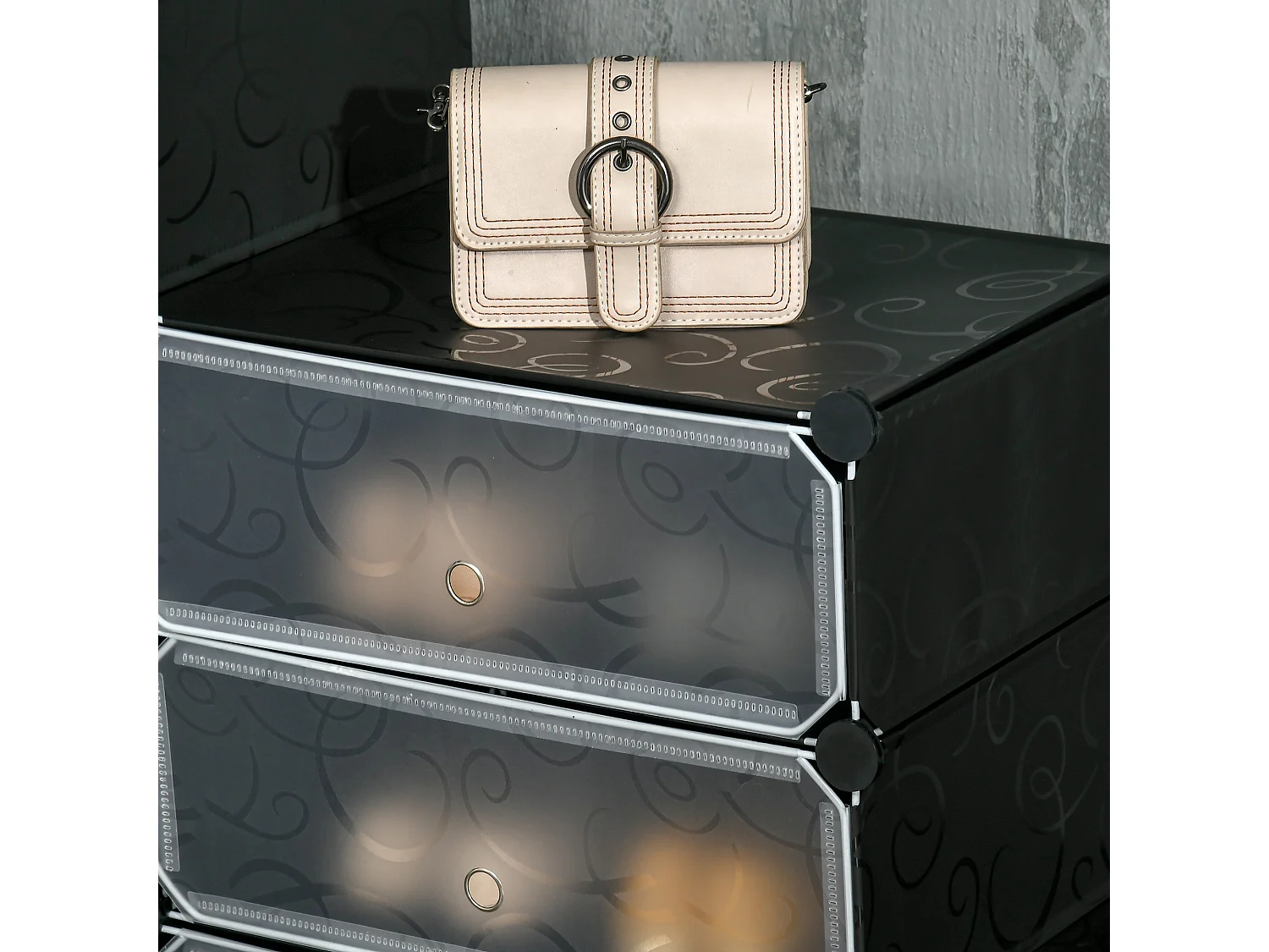 Mobile scarpiera modulabile salvaspazio 12 cubi in acciaio e pp