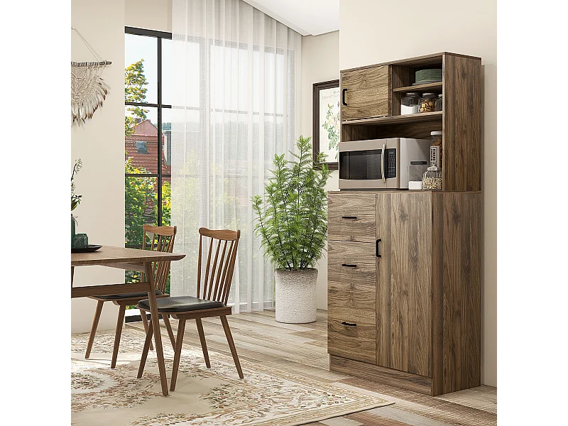 Credenza moderna con 3 cassetti e armadietti in legno