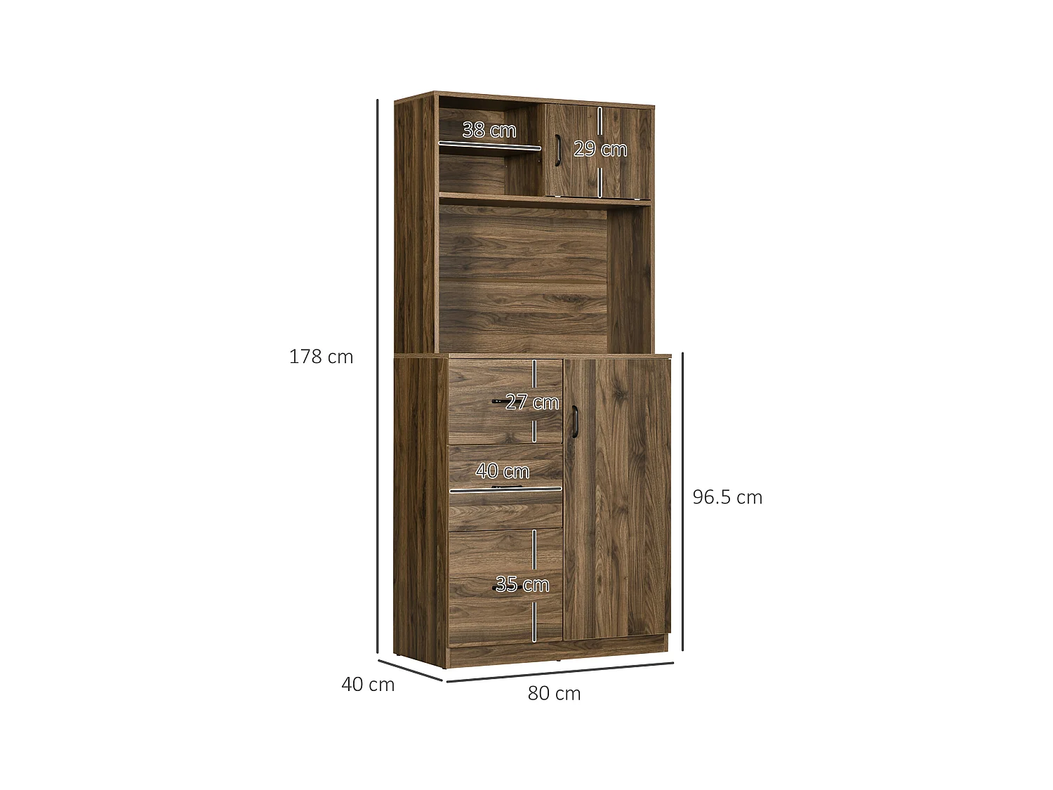 Credenza moderna con 3 cassetti e armadietti in legno