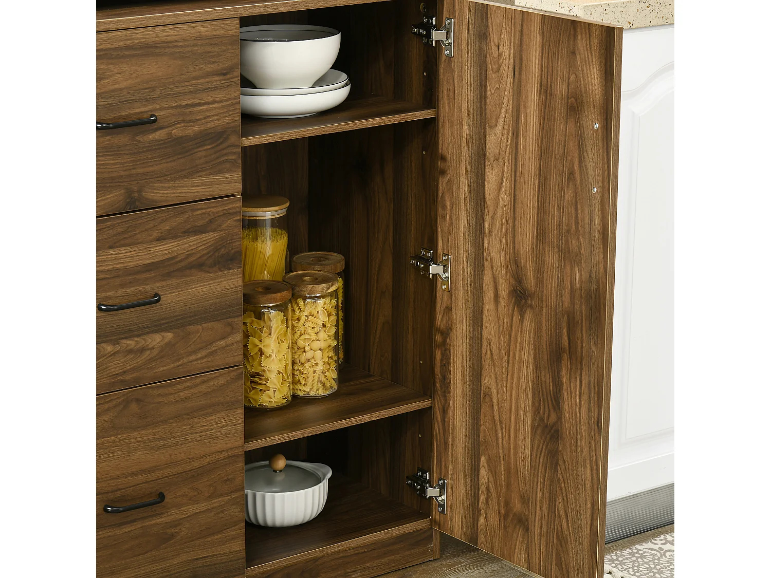 Credenza moderna con 3 cassetti e armadietti in legno