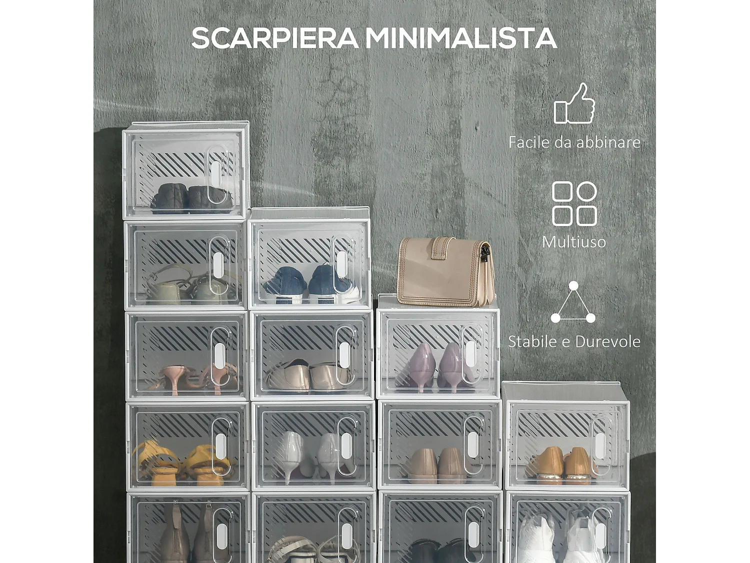 Mobile scarpiera rettangolare 18pz in plastica pp trasparente