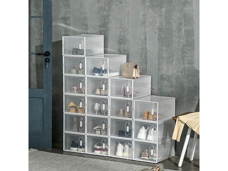 Mobile scarpiera rettangolare 18pz in plastica pp trasparente