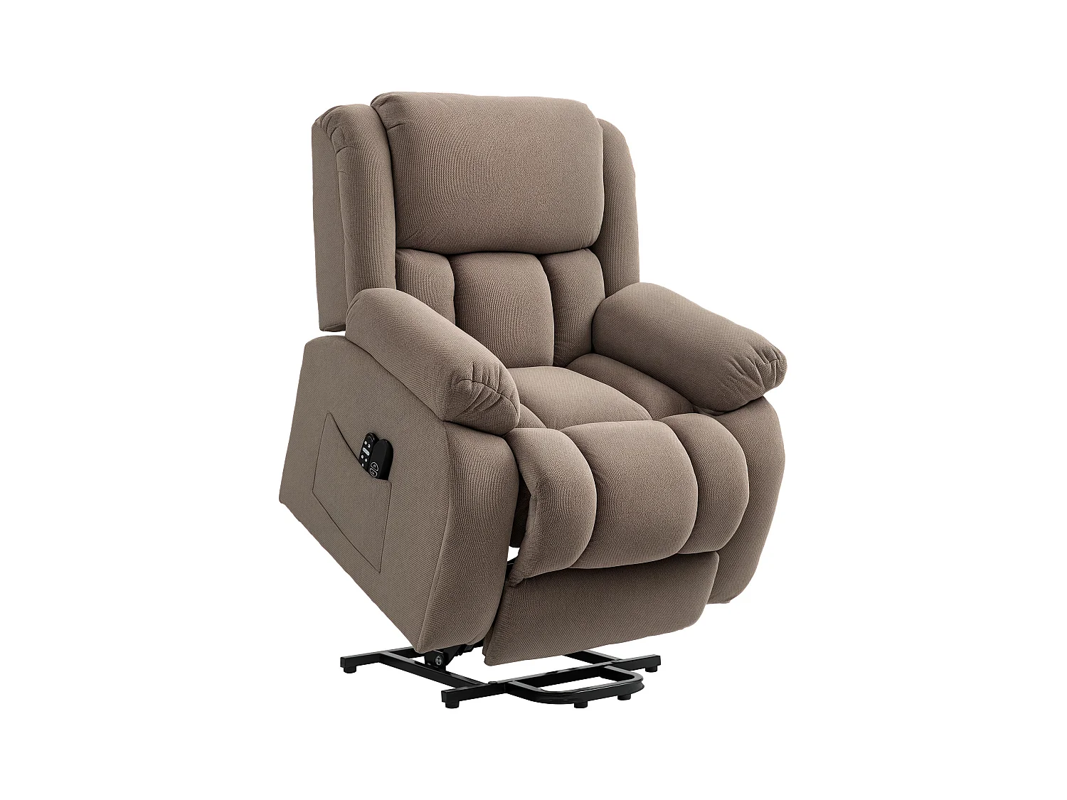 Poltrona alzapersona e reclinabile con 2 tasche e telecomando marrone