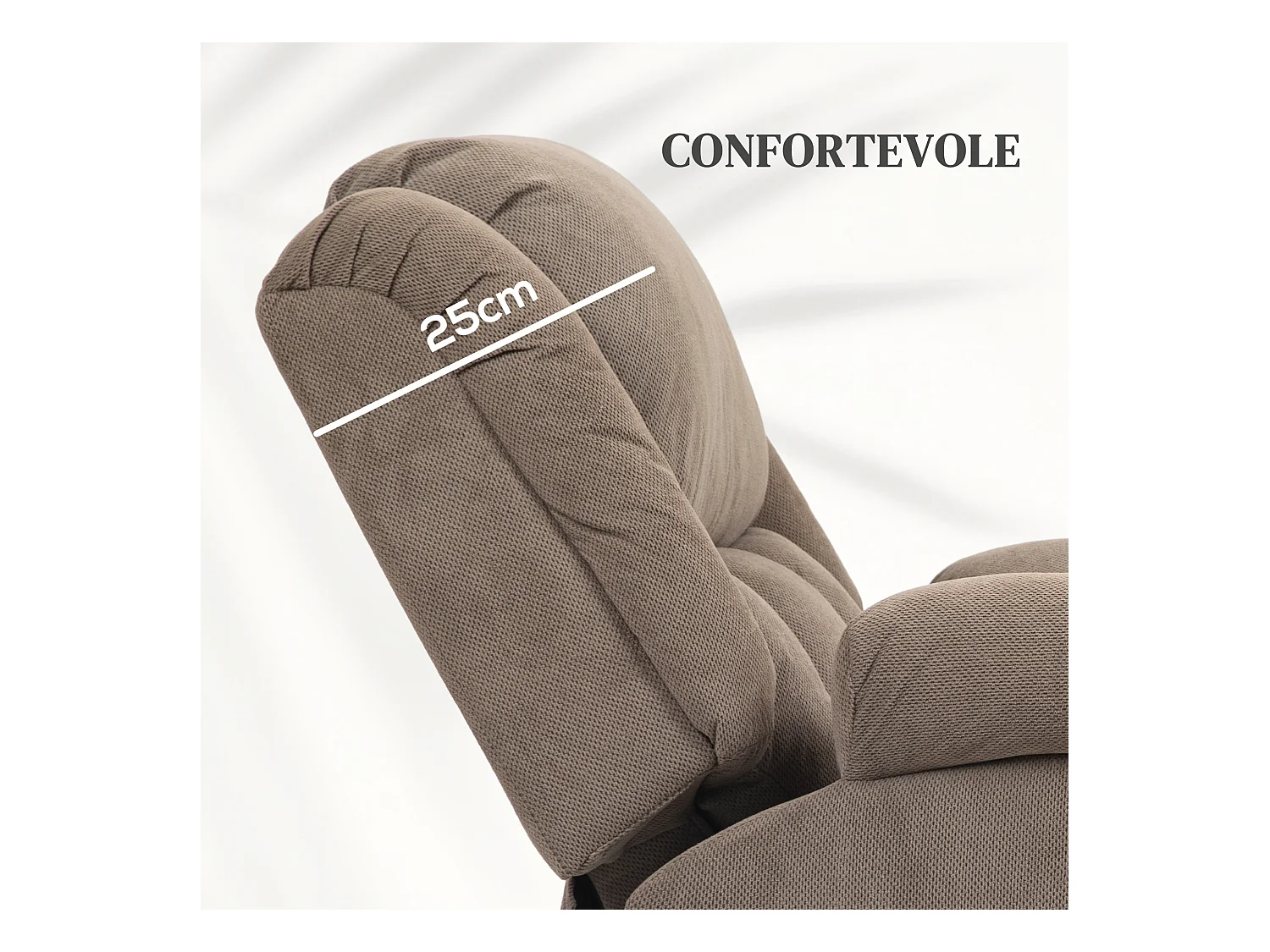 Poltrona alzapersona e reclinabile con 2 tasche e telecomando marrone