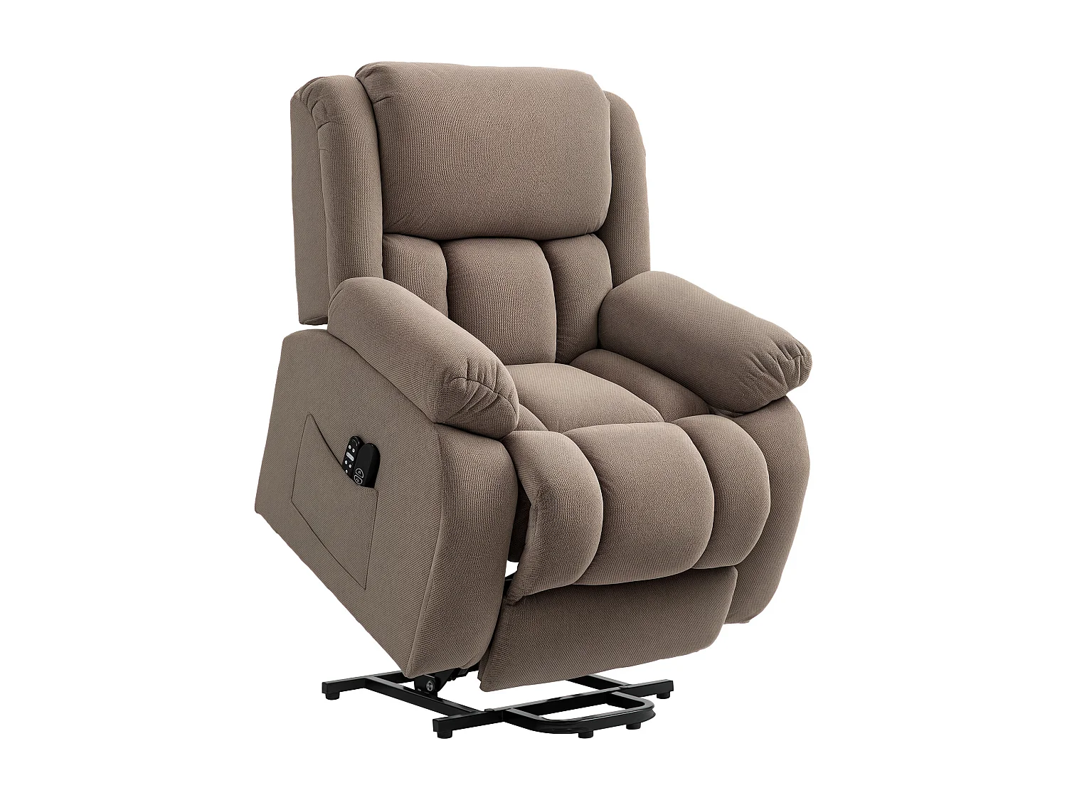 Poltrona alzapersona e reclinabile con 2 tasche e telecomando marrone