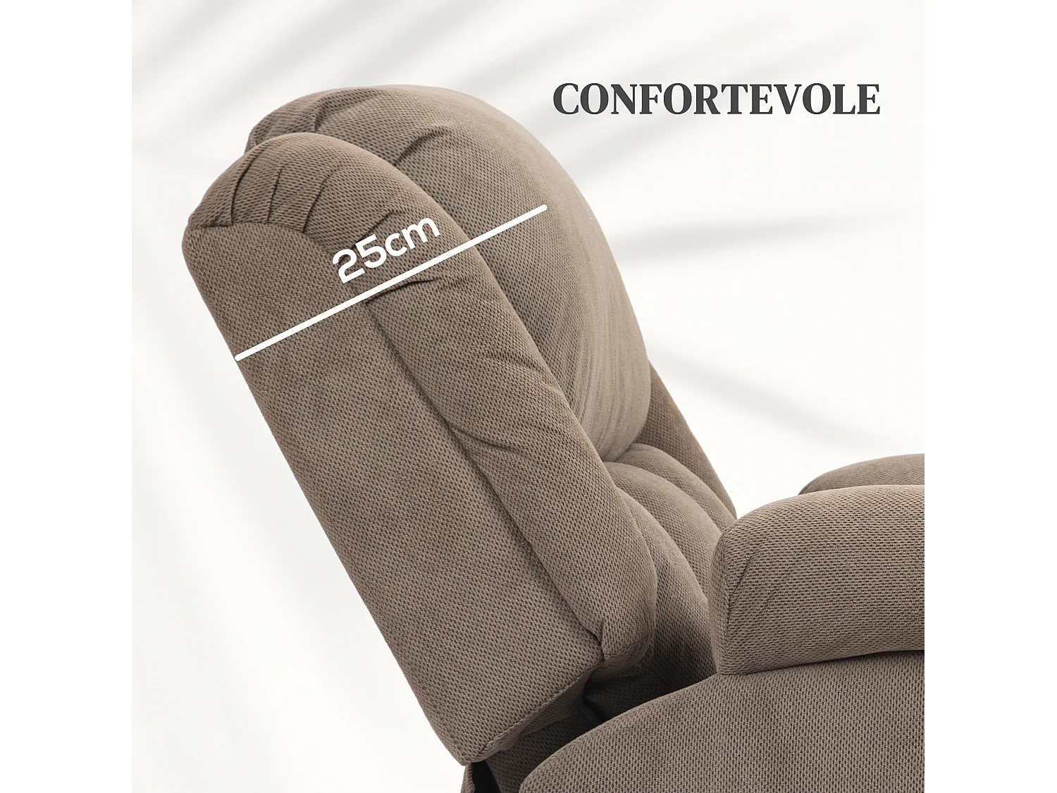 Poltrona alzapersona e reclinabile con 2 tasche e telecomando marrone