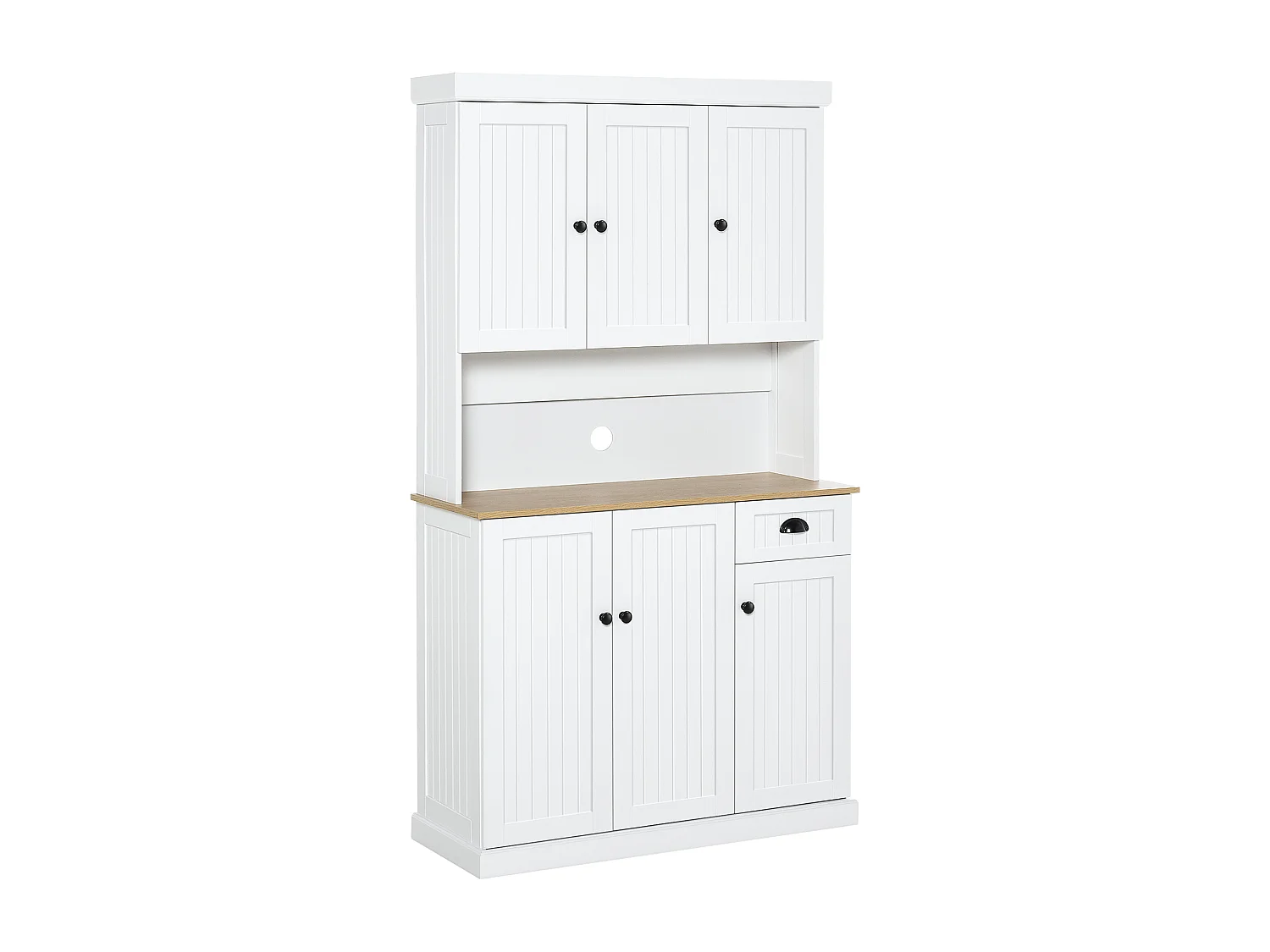 Mobile dispensa cucina con armadietti e cassetto in legno bianco