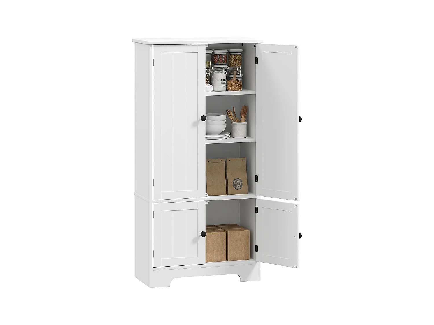 Credenza cucina con 2 armadietti e ripiano regolabile bianco