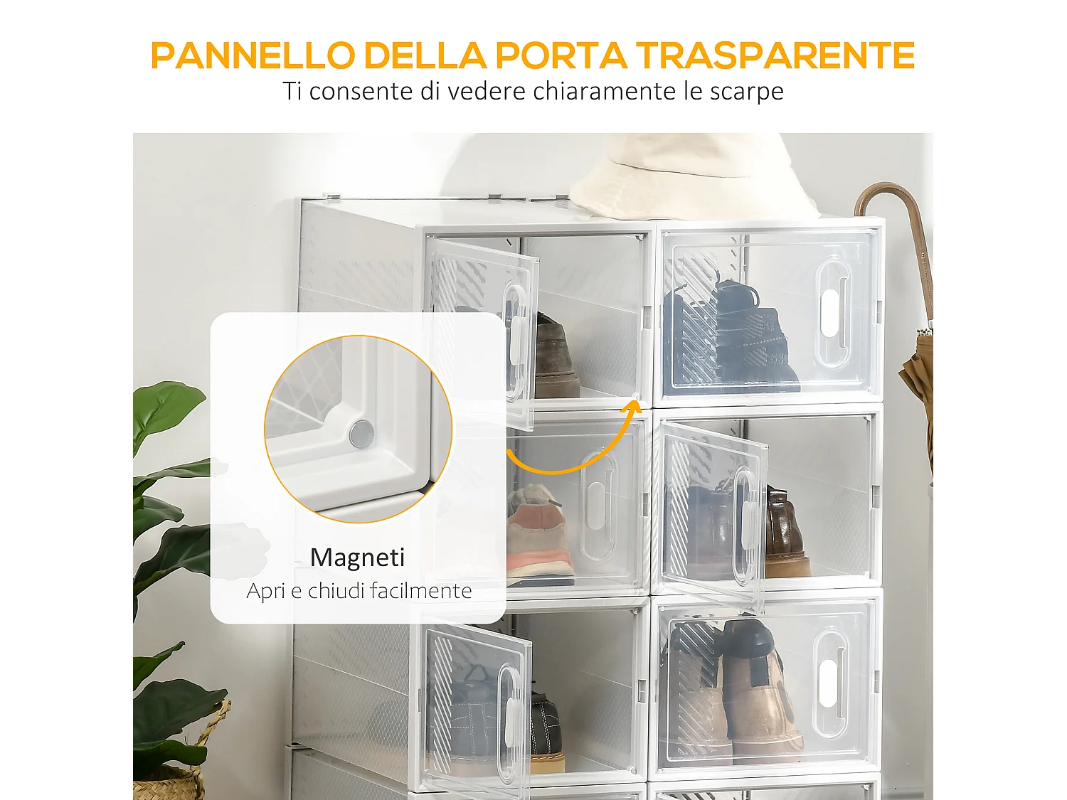 Mobile scarpiera modulabile salvaspazio 8 cubi in plastica pp