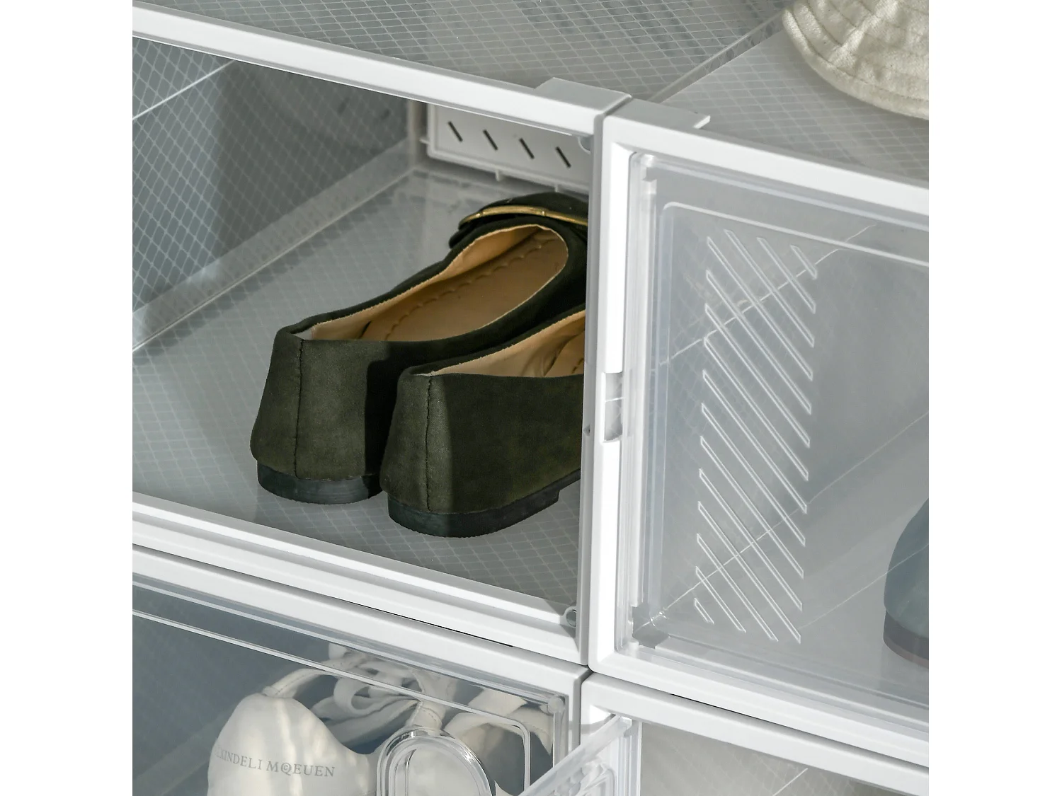 Mobile scarpiera modulabile salvaspazio 8 cubi in plastica pp