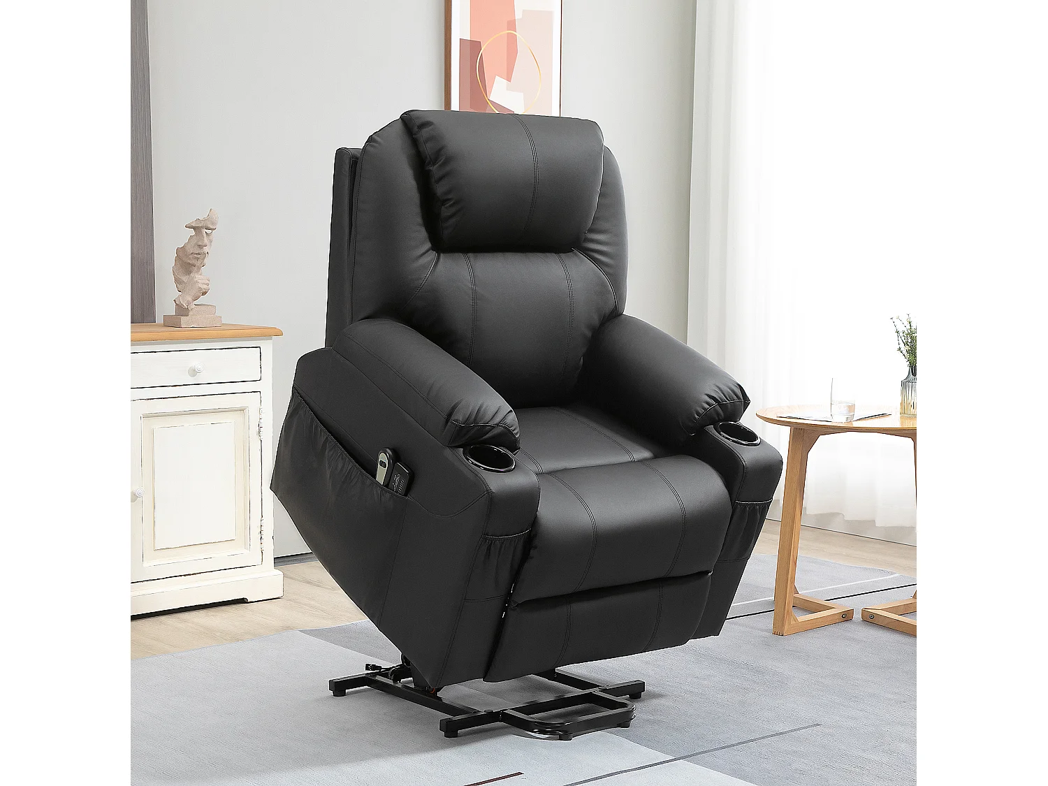 Poltrona alzapersona massaggiante e reclinabile max 135° nero