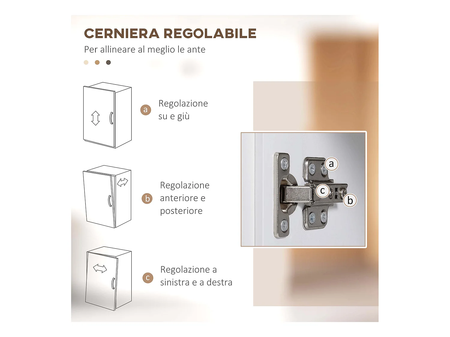 Dispensa per cucina con armadietti a 2 ante e piano di lavoro in mdf