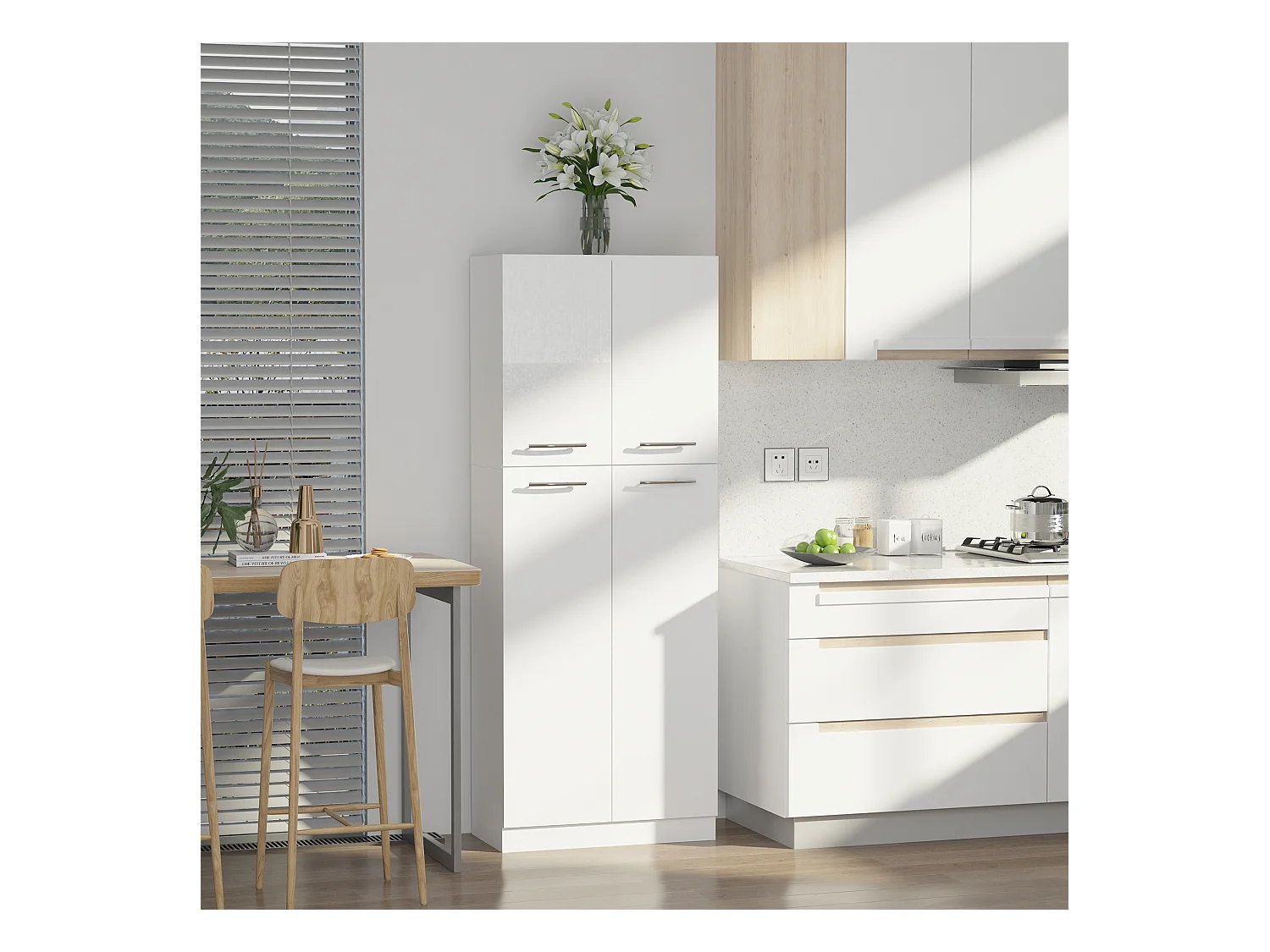 Mobile moderno multiuso 2 armadietti mensole regolabili bianco