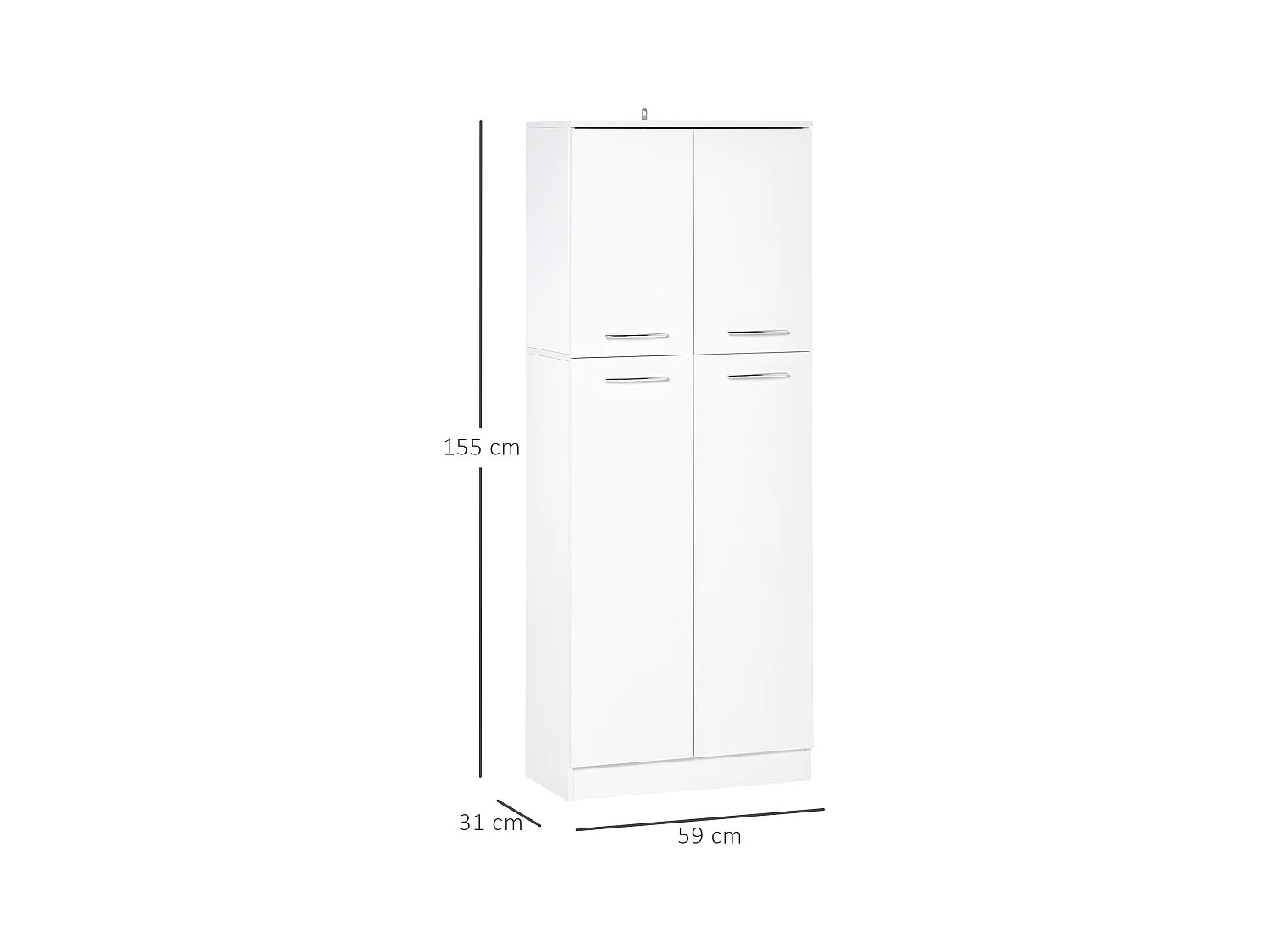 Mobile moderno multiuso 2 armadietti mensole regolabili bianco