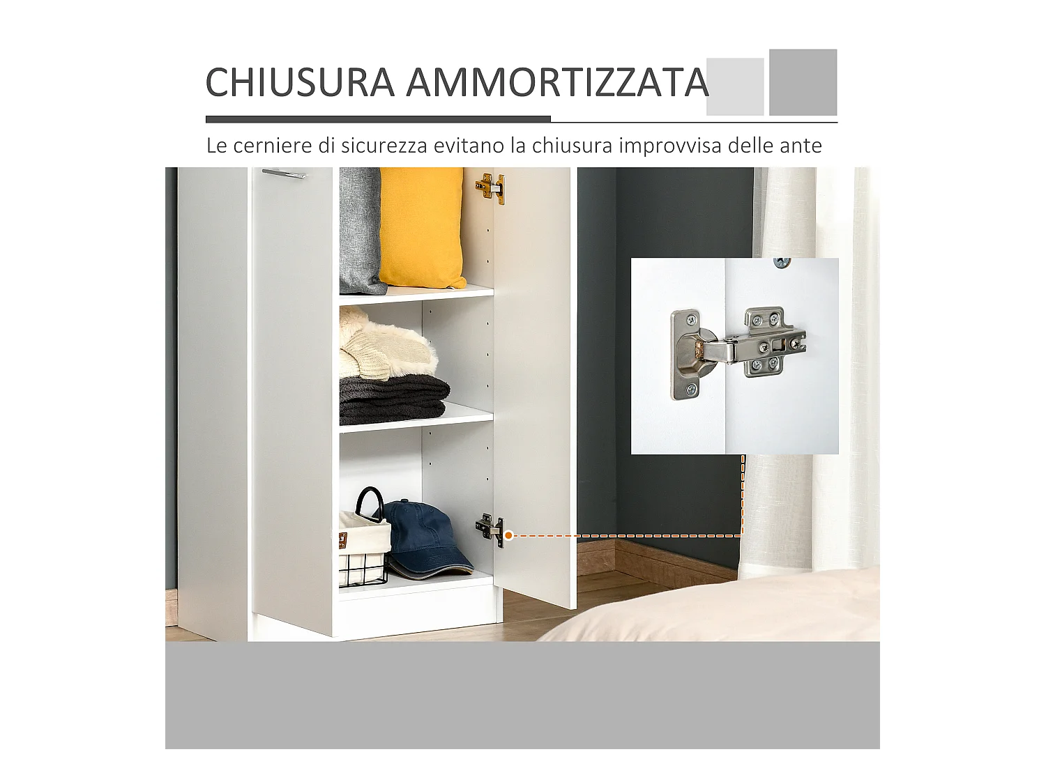 Mobile moderno multiuso 2 armadietti mensole regolabili bianco