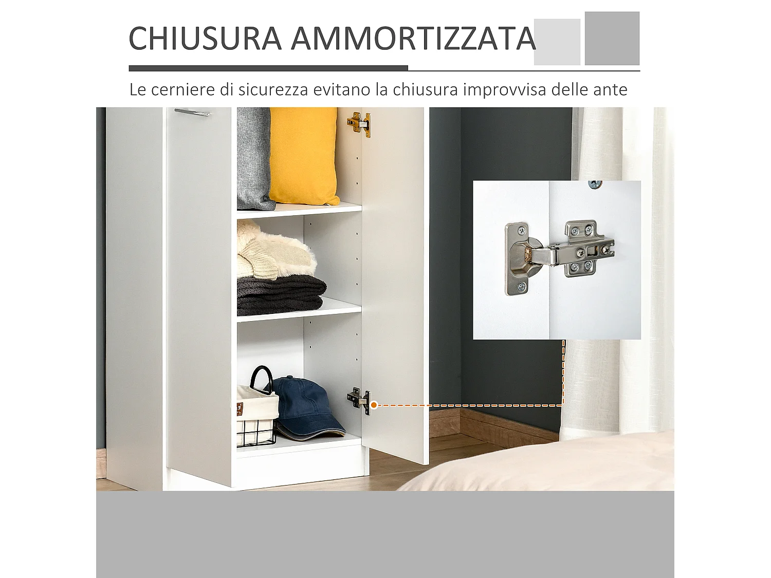 Mobile moderno multiuso 2 armadietti mensole regolabili bianco