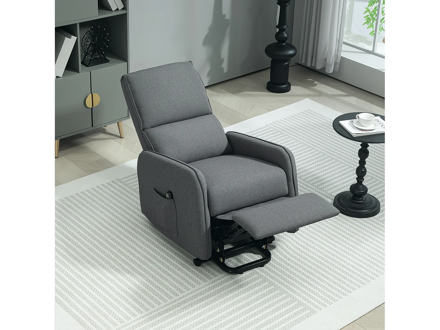Poltrona alzapersona elettrica e reclinabile con telecomando grigio
