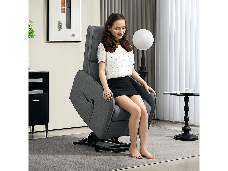 Poltrona alzapersona elettrica e reclinabile con telecomando grigio