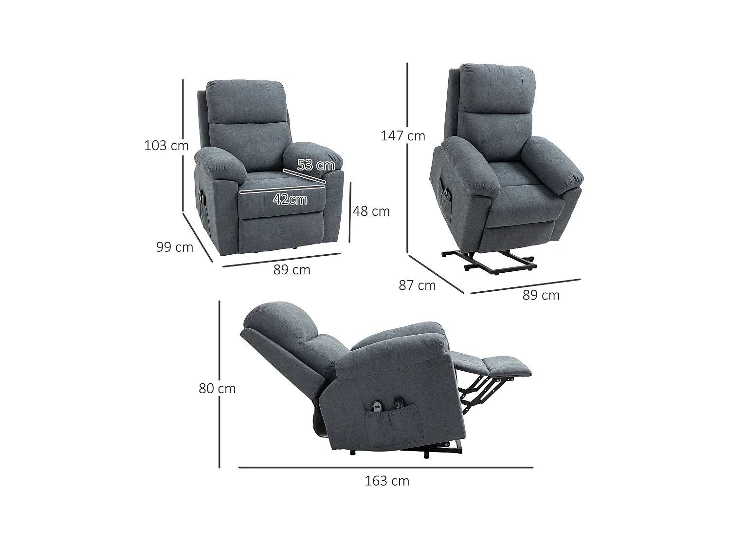 Poltrona massaggiante alzapersona con telecomando e poggiapiedi