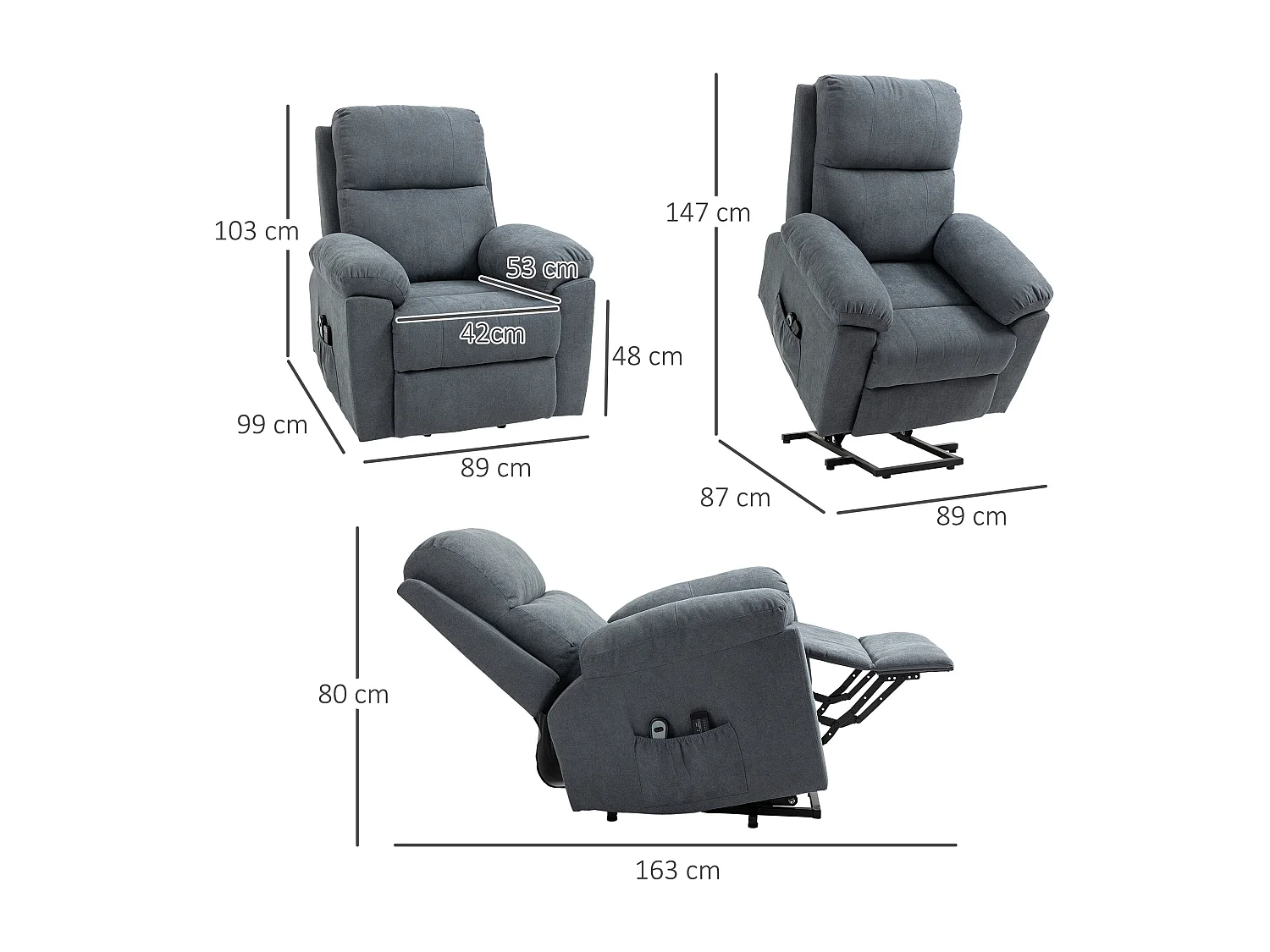 Poltrona massaggiante alzapersona con telecomando e poggiapiedi