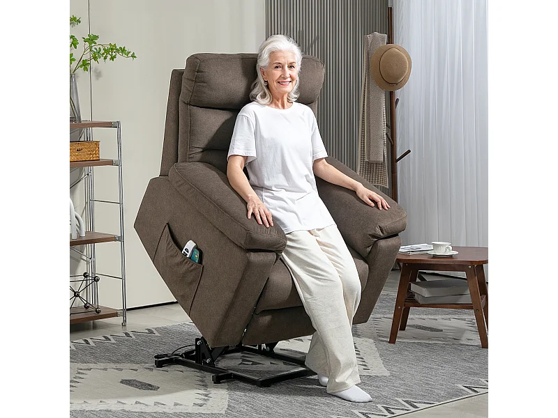 Poltrona alzapersona reclinabile massaggiante marrone scuro