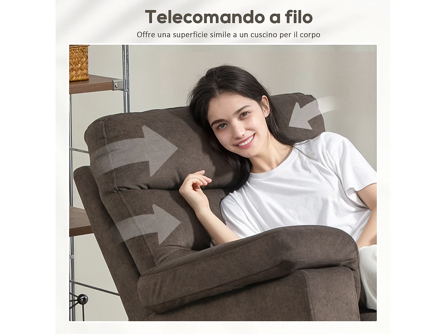 Poltrona alzapersona reclinabile massaggiante marrone scuro