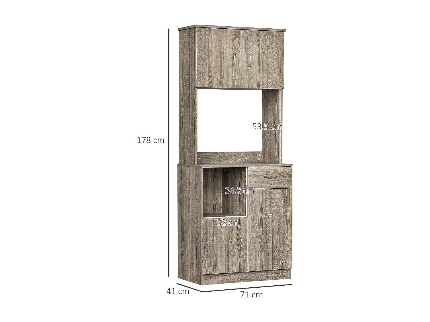 Credenza moderna per cucina legno 71x41x178cm