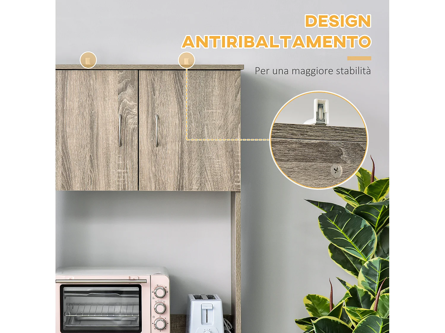 Credenza moderna per cucina legno 71x41x178cm