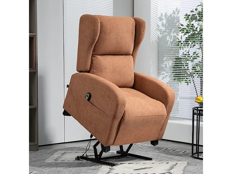 Poltrona relax alzapersona con schienale reclinabile marrone
