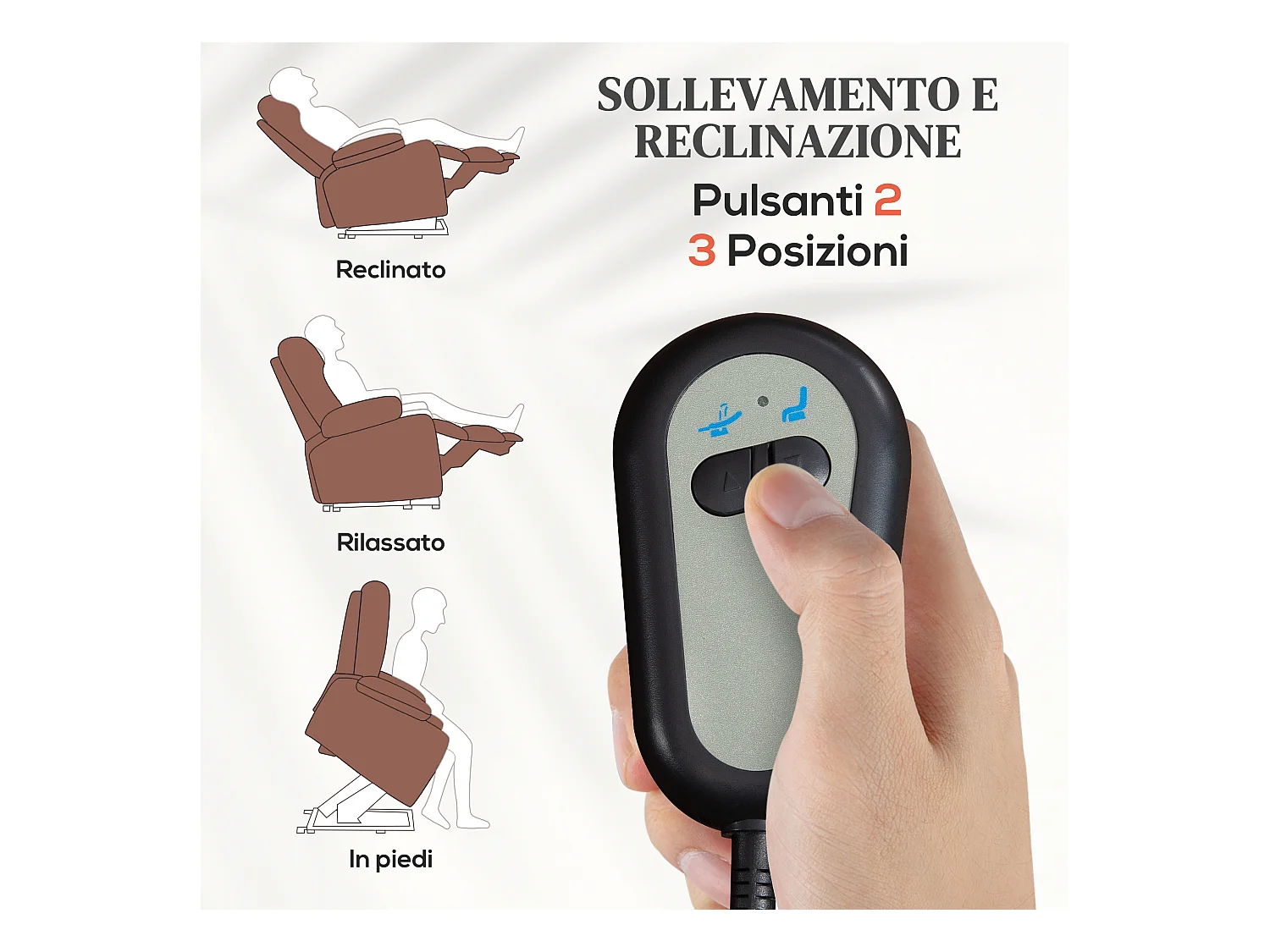 Poltrona relax alzapersona con schienale reclinabile marrone